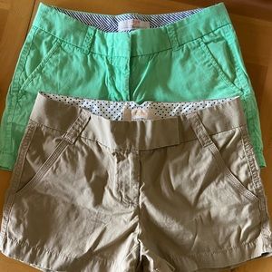 2 pairs J Crew Chino Shorts Size 2 and size 0